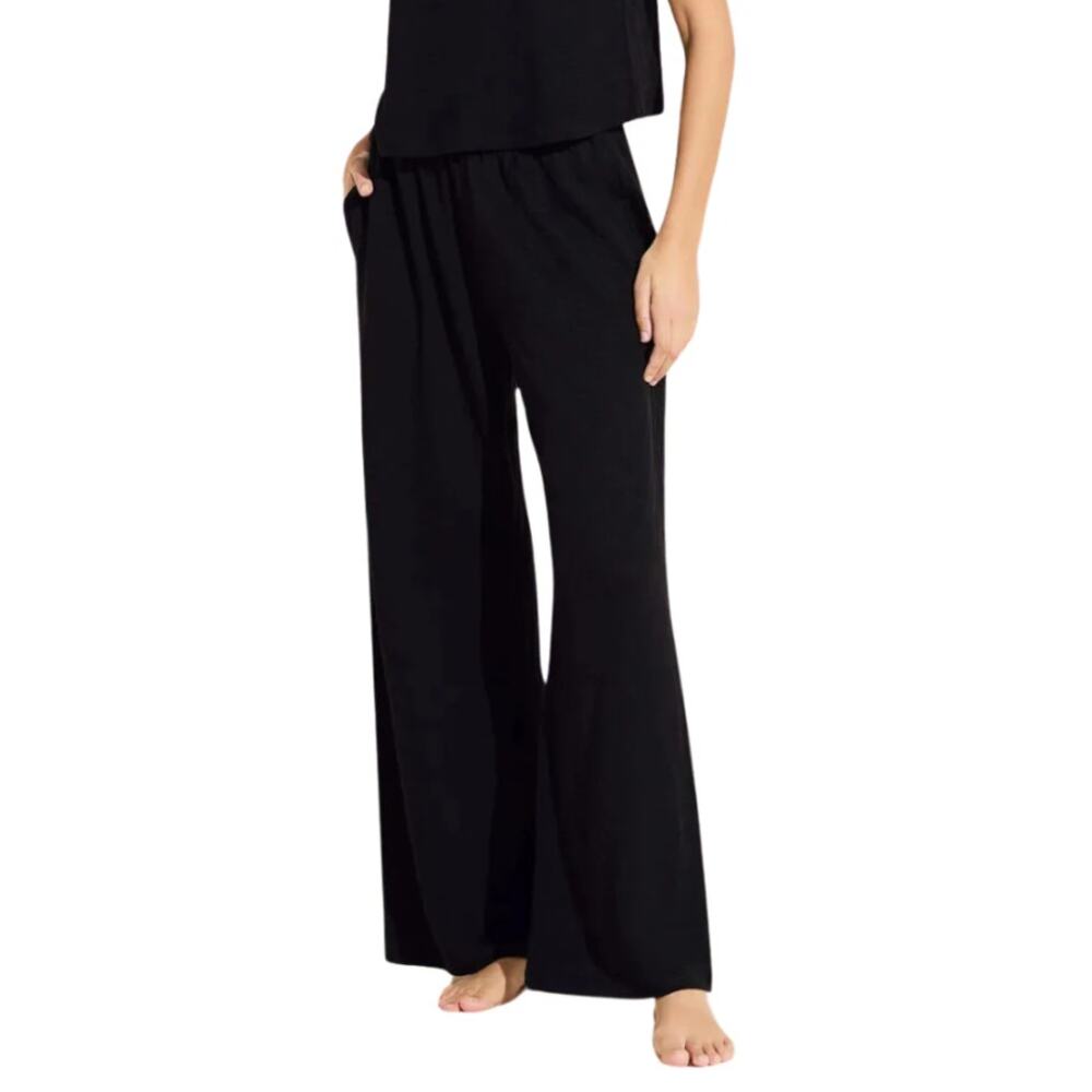 EBERJEY Women's Organic Linen Knit Casual Pants Small Black High Waisted NWT